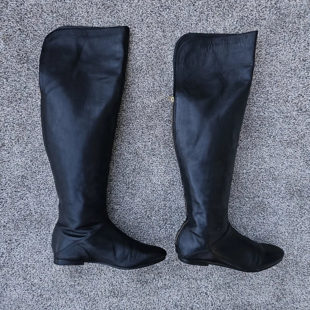 Ted Baker Francki Black Over the Knee Boots Tall Black Leather Womens Size 10